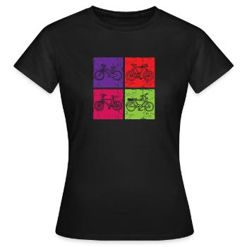 Pop Art coloré de vélo usé - T-shirt Femme - noir - Devant - AI Model Female 172 dark (172cm)