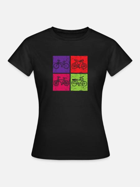 Farbenfrohe, unruhige Fahrrad-Popkunst - Frauen T-Shirt - Schwarz