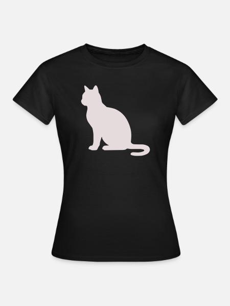 Pastellkatze Silhouette - Frauen T-Shirt - Schwarz