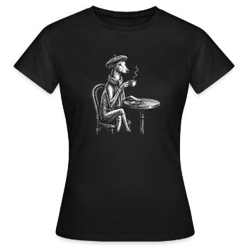 Paris Café Lévriers Art des lévriers français - T-shirt Femme - noir - Devant - AI Model Female 172 dark (172cm)