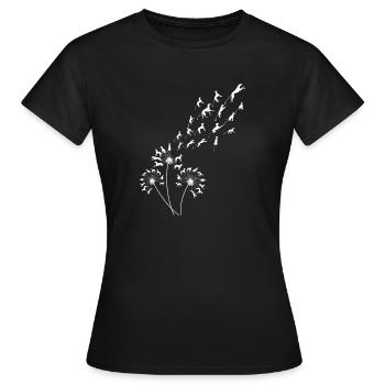 Lévrier pissenlit, lévrier floral - T-shirt Femme - noir - Devant - AI Model Female 172 dark (172cm)