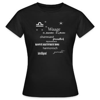 Waage_Sternzeichen - Frauen T-Shirt - Schwarz - Vorne - AI Model Female 172 dark (172cm)