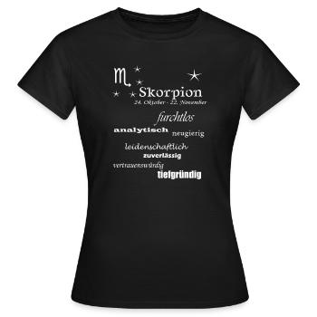 Skorpion_Sternzeichen - Frauen T-Shirt - Schwarz - Vorne - AI Model Female 172 dark (172cm)