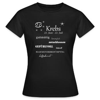 Krebs_Sternzeichen - Frauen T-Shirt - Schwarz - Vorne - AI Model Female 172 dark (172cm)