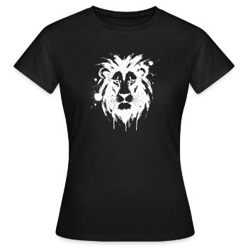Lion Blanc Éclaboussures Peinture - T-shirt Femme - noir - Devant - AI Model Female 172 dark (172cm)