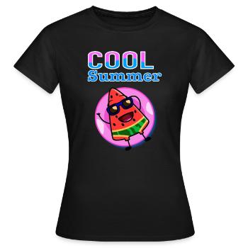 Pastèque fraîche d’été – Ambiance estivale Kawaii mignonne - T-shirt Femme - noir - Devant - AI Model Female 172 dark (172cm)