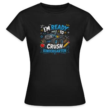 Ich bin bereit, den ersten Kindergartentag der Jungs zu meistern - Frauen T-Shirt - Schwarz - Vorne - AI Model Female 172 dark (172cm)