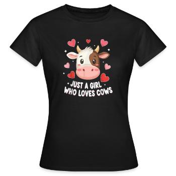 Amour des vaches : Une fille aime les vaches - T-shirt Femme - noir - Devant - AI Model Female 172 dark (172cm)