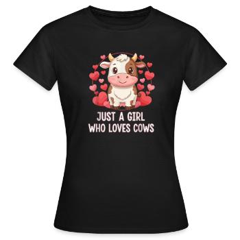 Cow love in the heart circle - Women's T-Shirt - black - Front - AI Model Female 172 dark (172cm)