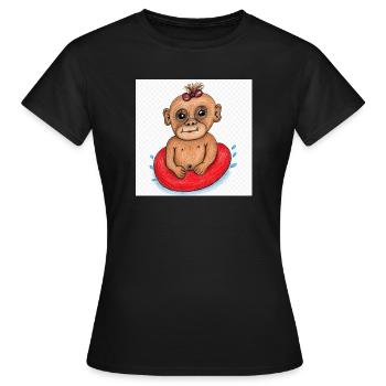 Petit Singe sur un bateau pneumatique rouge - T-shirt Femme - noir - Devant - AI Model Female 172 dark (172cm)