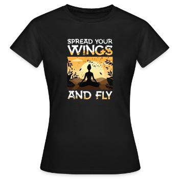 Déployez vos ailes et faites de la méditation de yoga au vol - T-shirt Femme - noir - Devant - AI Model Female 172 dark (172cm)