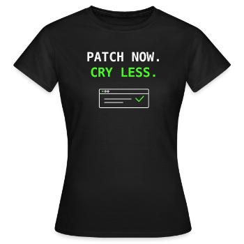 Patch Now Cry Less Mise à jour de sécurité informatique Chemise humoristique ! - T-shirt Femme - noir - Devant - AI Model Female 172 dark (172cm)