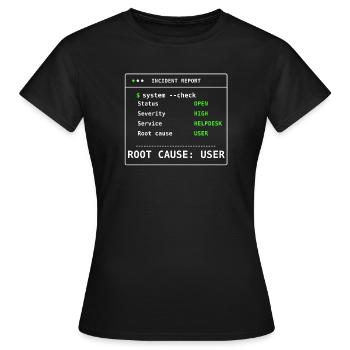 Cadeau humoristique IT Report Report d’incident de vérification système - T-shirt Femme - noir - Devant - AI Model Female 172 dark (172cm)