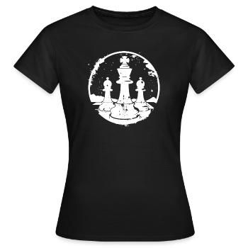 Croquis des pièces d’échecs - T-shirt Femme - noir - Devant - AI Model Female 172 dark (172cm)