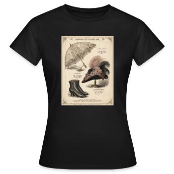 Parasol victorien et accessoires vintage - T-shirt Femme - noir - Devant - AI Model Female 172 dark (172cm)