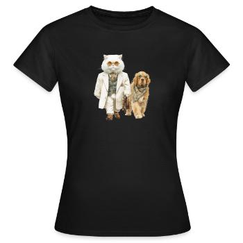Old Money Katze – Eleganz auf Samtpfoten - Frauen T-Shirt - Schwarz - Vorne - AI Model Female 172 dark (172cm)
