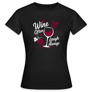 Le vin rit souvent toujours - T-shirt Femme - noir - Devant - AI Model Female 172 dark (172cm)
