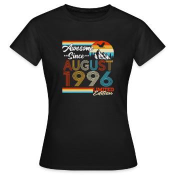 Cadeau d’anniversaire rétro vintage d’août 1996 - T-shirt Femme - noir - Devant - AI Model Female 172 dark (172cm)