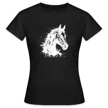 Cheval éclaboussé abstrait - T-shirt Femme - noir - Devant - AI Model Female 172 dark (172cm)