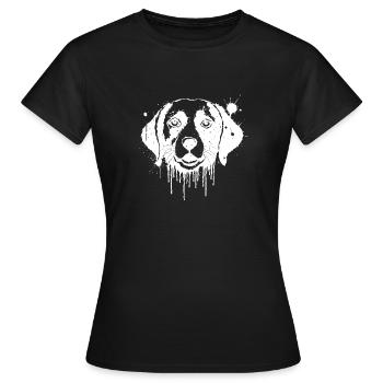 Chien Beagle éclaboussé en dripping blanc - T-shirt Femme - noir - Devant - AI Model Female 172 dark (172cm)