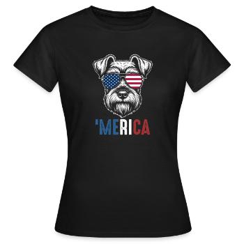 Merica Patriotic Schnauzer American Flag Pride - Frauen T-Shirt - Schwarz - Vorne - AI Model Female 172 dark (172cm)