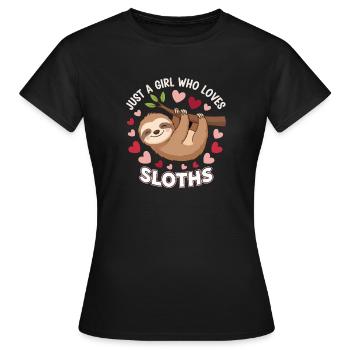 T-shirt Sloth Love pour filles - T-shirt Femme - noir - Devant - AI Model Female 172 dark (172cm)