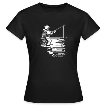 Pêche au pixel art - T-shirt Femme - noir - Devant - AI Model Female 172 dark (172cm)