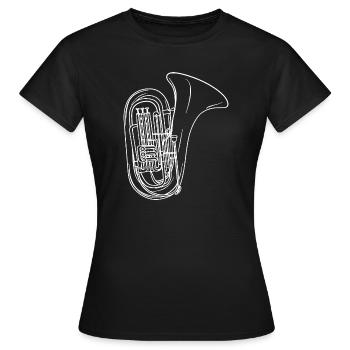 Tuba Zeichnung - Frauen T-Shirt - Schwarz - Vorne - AI Model Female 172 dark (172cm)