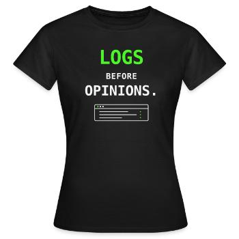 Journaux avant les options Don d’humour informatique pour sysadmin - T-shirt Femme - noir - Devant - AI Model Female 172 dark (172cm)