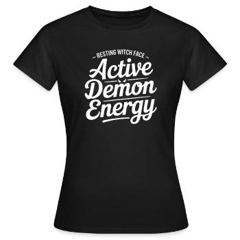Aktives Dämonenenergie-Hexengesicht - Frauen T-Shirt - Schwarz - Vorne - AI Model Female 172 dark (172cm)