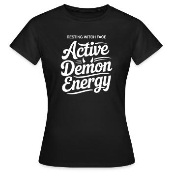 Typographie active de l’énergie démoniaque - T-shirt Femme - noir - Devant - AI Model Female 172 dark (172cm)