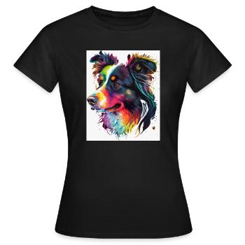 Regenbogen-Porträthund - Frauen T-Shirt - Schwarz - Vorne - AI Model Female 172 dark (172cm)