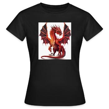 Feuerroter Drachen-Aquarell - Frauen T-Shirt - Schwarz - Vorne - AI Model Female 172 dark (172cm)