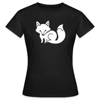 Fuchs Silhouette – Waldtier Minimal Motiv - Frauen T-Shirt - Schwarz - Vorne - AI Model Female 172 dark (172cm)