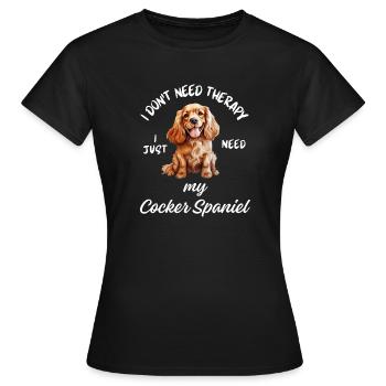 Thérapie avec le cocker spaniel - T-shirt Femme - noir - Devant - AI Model Female 172 dark (172cm)