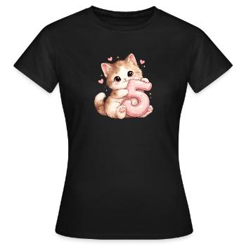 Kätzchen 5 Geburtstag - Frauen T-Shirt - Schwarz - Vorne - AI Model Female 172 dark (172cm)