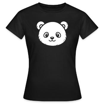 Cute Panda Sketch – Fluffy Animal Motif - Women's T-Shirt - black - Front - AI Model Female 172 dark (172cm)