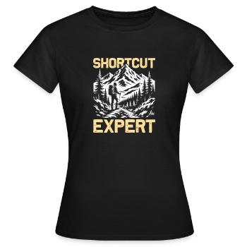 Shortcut Expert Wandern Berge Bergsteigen - Frauen T-Shirt - Schwarz - Vorne - AI Model Female 172 dark (172cm)