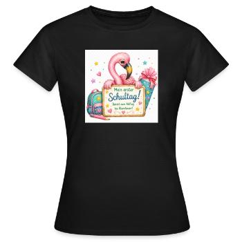 Flamingo Schulstart Abenteuer - Frauen T-Shirt - Schwarz - Vorne - AI Model Female 172 dark (172cm)