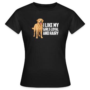 Labrador Retriever Ich mag meine Mädchen loyal und behaart - Frauen T-Shirt - Schwarz - Vorne - AI Model Female 172 dark (172cm)