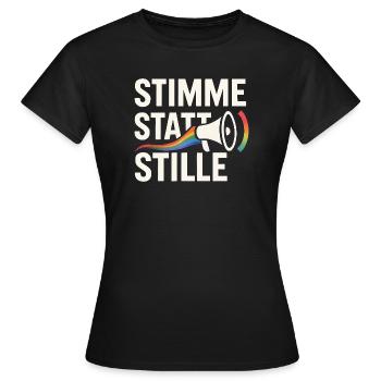 Stimme statt Stille Pride Statement Vielfalt - Frauen T-Shirt - Schwarz - Vorne - AI Model Female 172 dark (172cm)