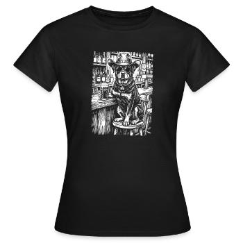 Cowboy Hund Bier Lustiger Rottweiler - Frauen T-Shirt - Schwarz - Vorne - AI Model Female 172 dark (172cm)