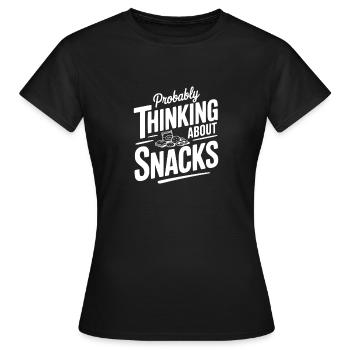 Wahrscheinlich denke ich an Snacks - Frauen T-Shirt - Schwarz - Vorne - AI Model Female 172 dark (172cm)
