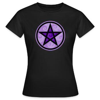 Pentacle - pentagram in circle with purple swirls - Women's T-Shirt - black - Front - AI Model Female 172 dark (172cm)