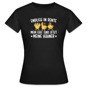 Rente Mein Chef sind meine Hühner Landwirt - Frauen T-Shirt - Schwarz - Vorne - AI Model Female 172 dark (172cm)