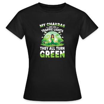  My Chakras Are Like Traffic Lights They All Turn - Frauen T-Shirt - Schwarz - Vorne - AI Model Female 172 dark (172cm)