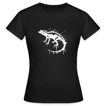 Leguan-Tintenspritzer - Frauen T-Shirt - Schwarz - Vorne - AI Model Female 172 dark (172cm)