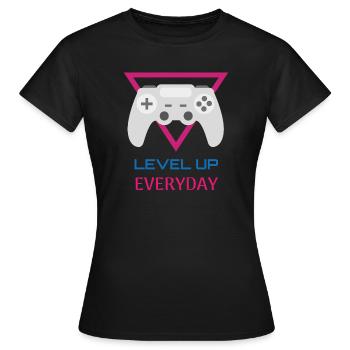 Level Up Everyday Gamer - Frauen T-Shirt - Schwarz - Vorne - AI Model Female 172 dark (172cm)