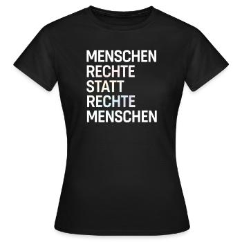 Menschenrechte statt rechte Menschen Spruch Demo - Frauen T-Shirt - Schwarz - Vorne - AI Model Female 172 dark (172cm)