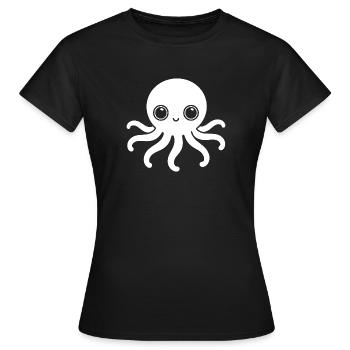 Süßer Oktopus One Line Kawaii Motiv - Frauen T-Shirt - Schwarz - Vorne - AI Model Female 172 dark (172cm)